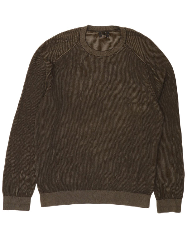 Pulover Massimo Dutti pentru bărbați, cu gât crew, bumbac XL kaki
