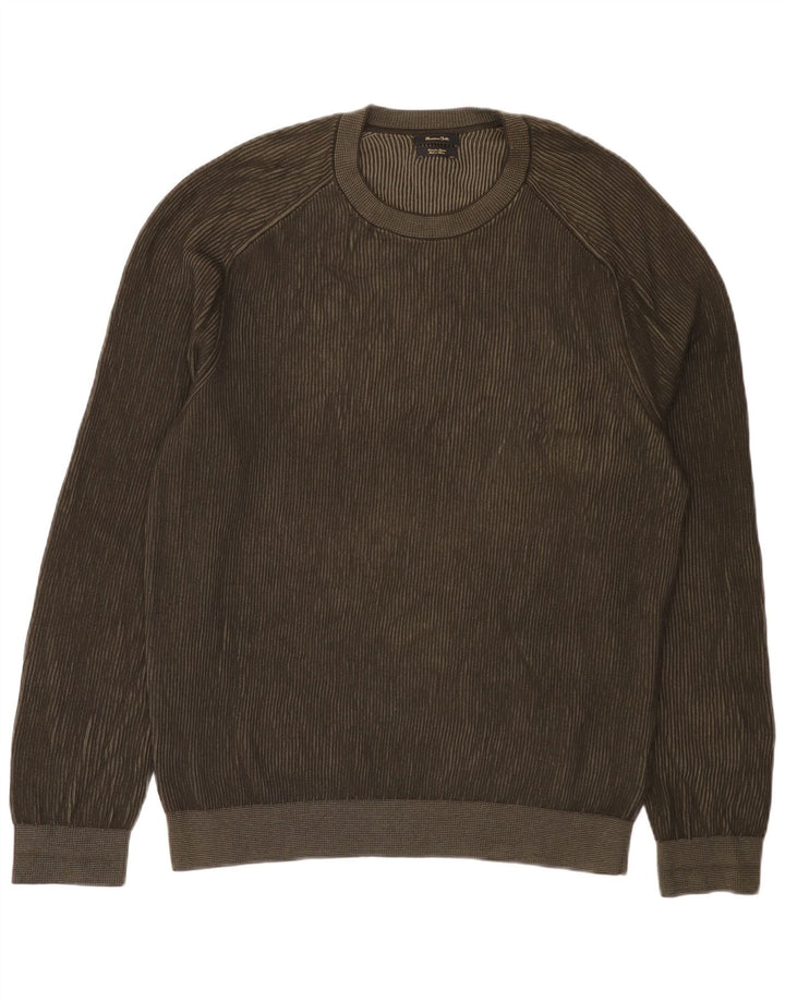 Pulover Massimo Dutti pentru bărbați, cu gât crew, bumbac XL kaki