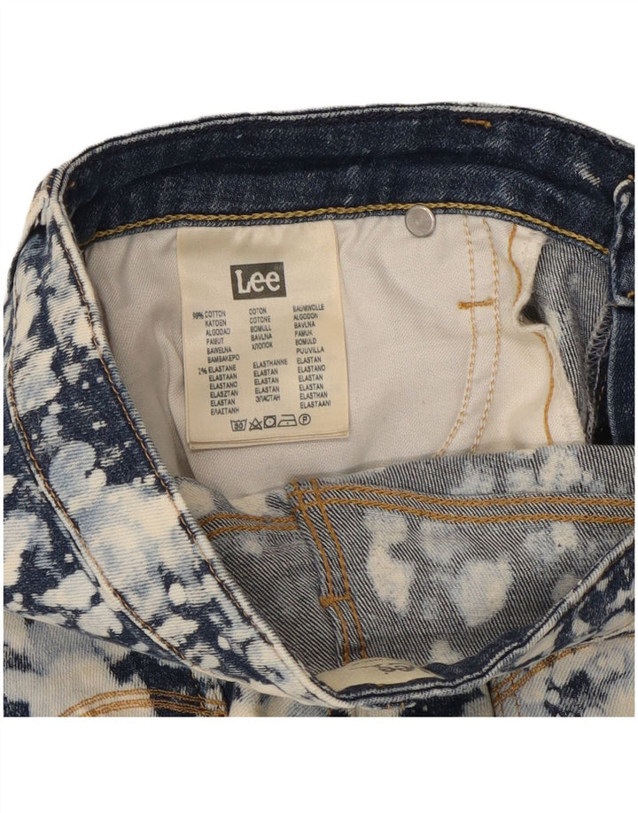 Pantaloni caldi din denim pentru femei Lee W28, bumbac cu vopsea cravată, albastru marin mediu