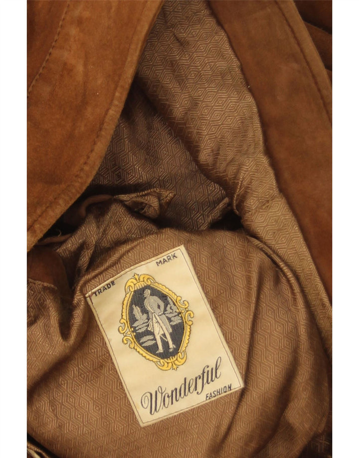 Jachetă vintage pentru bărbați din piele intoarsa UK 38 maro mediu