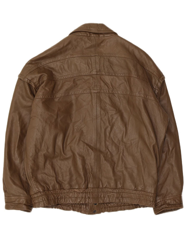 Jachetă de piele vintage pentru bărbați UK 40, piele mare kaki