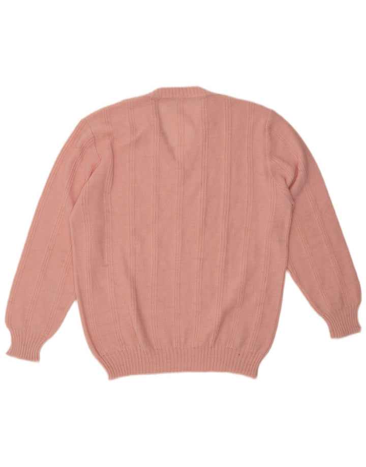 VINTAGE Pulover cu decolteu în V pentru femei UK 18 XL roz