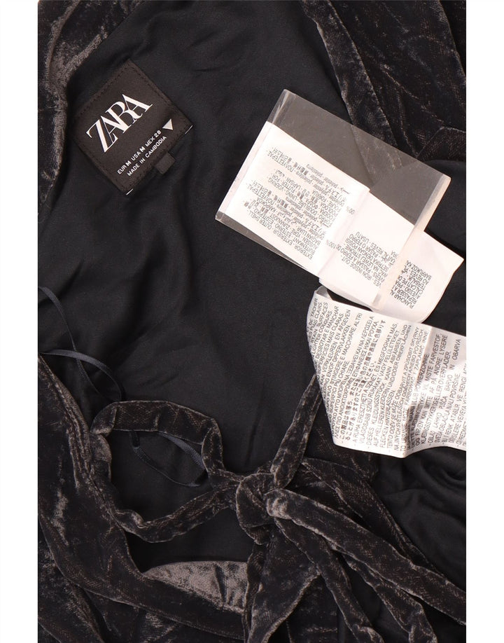 Top cardigan din velur pentru femei Zara UK 14 Poliester mediu negru