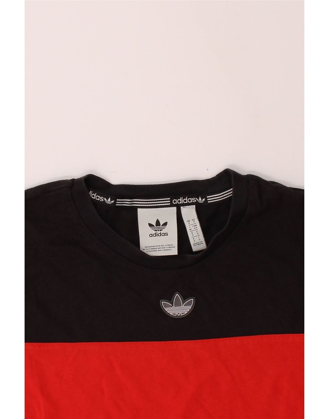 ADIDAS Mens T-Shirt Top Small Black Colourblock Cotton Vintage Adidas and Second-Hand Adidas from Messina Hembry 