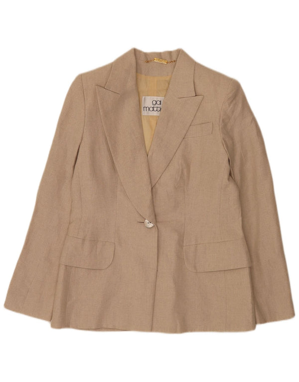 Gai Mattiolo Jachetă Blazer Femei 1 Buton UK 16 Mare Bej In