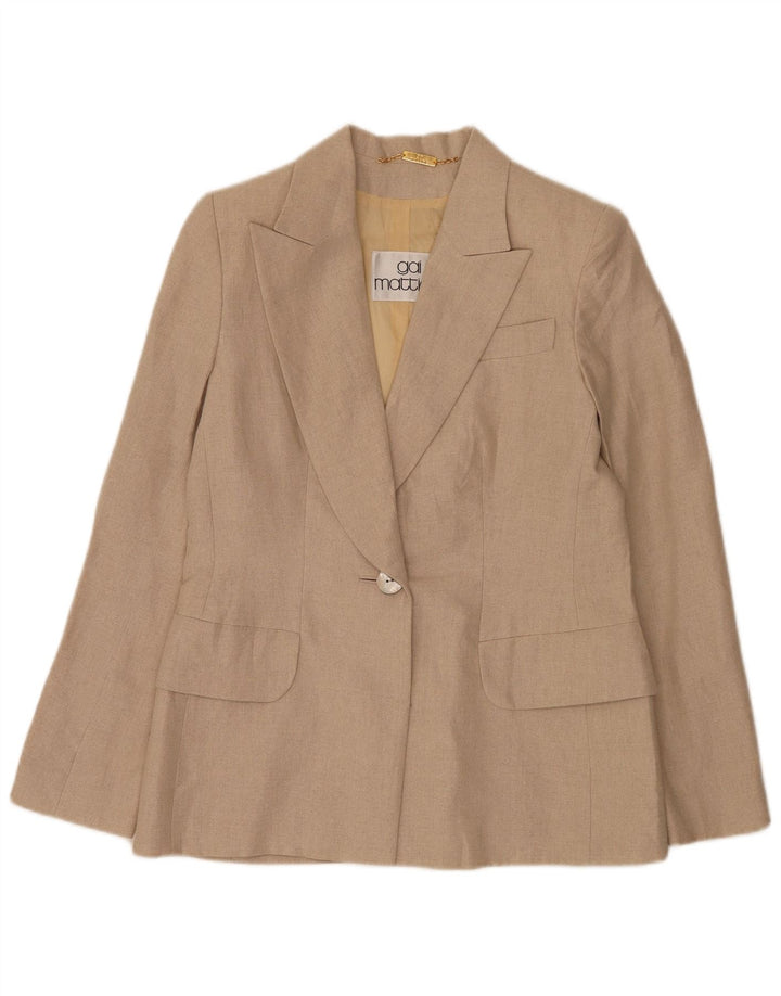 Gai Mattiolo Jachetă Blazer Femei 1 Buton UK 16 Mare Bej In