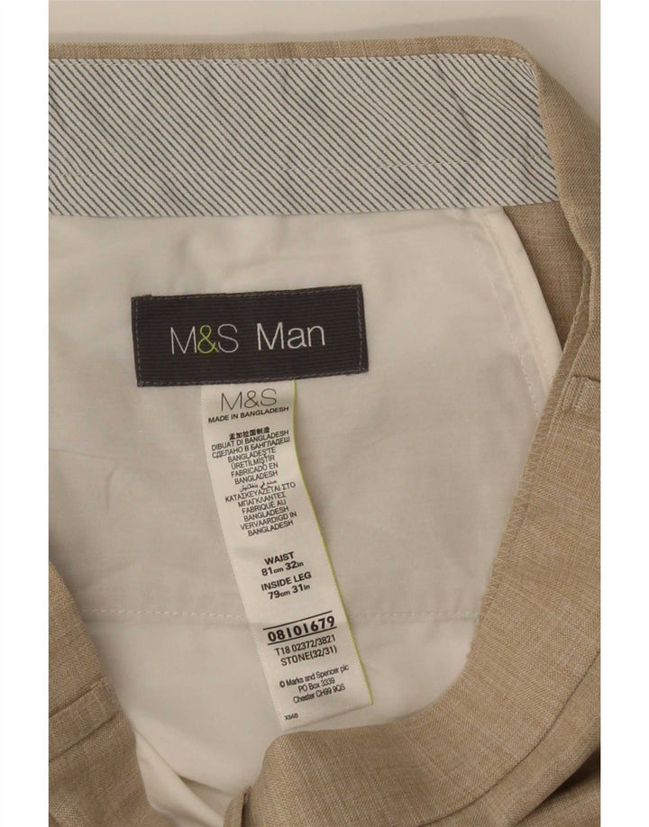 Marks & Spencer Pantaloni drepți pentru bărbați L32 L31 poliester bej