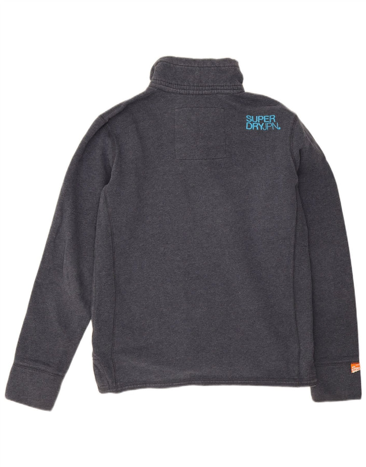 Pulover pentru bărbați Superdry, cu gât cu nasturi, bumbac mare, albastru bleumarin