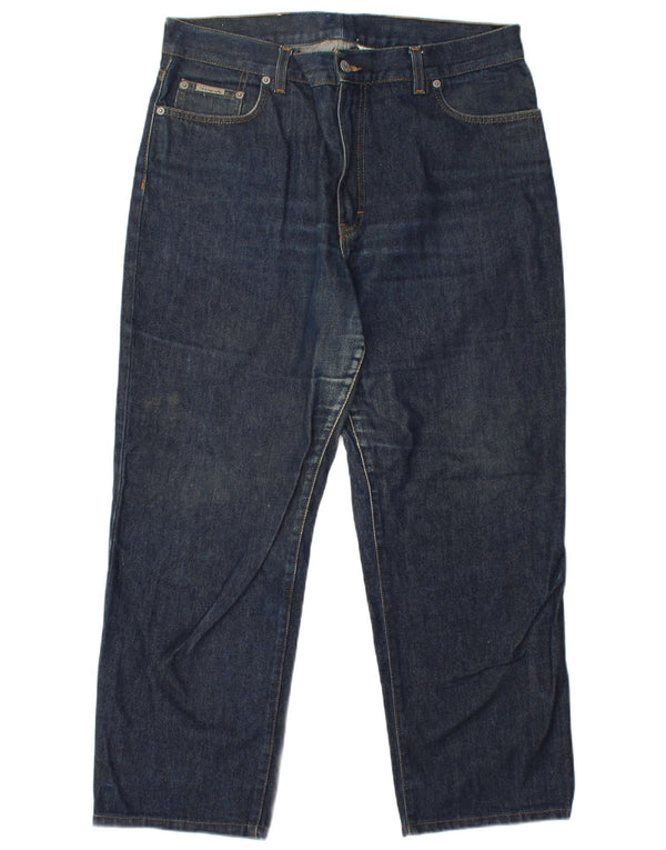 CALVIN KLEIN Mens Straight Jeans W36 L27 Navy Blue Cotton