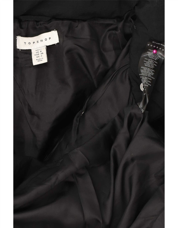 Topshop Jachetă căptușită supradimensionată pentru femei cu glugă, UK 8, poliester negru mic