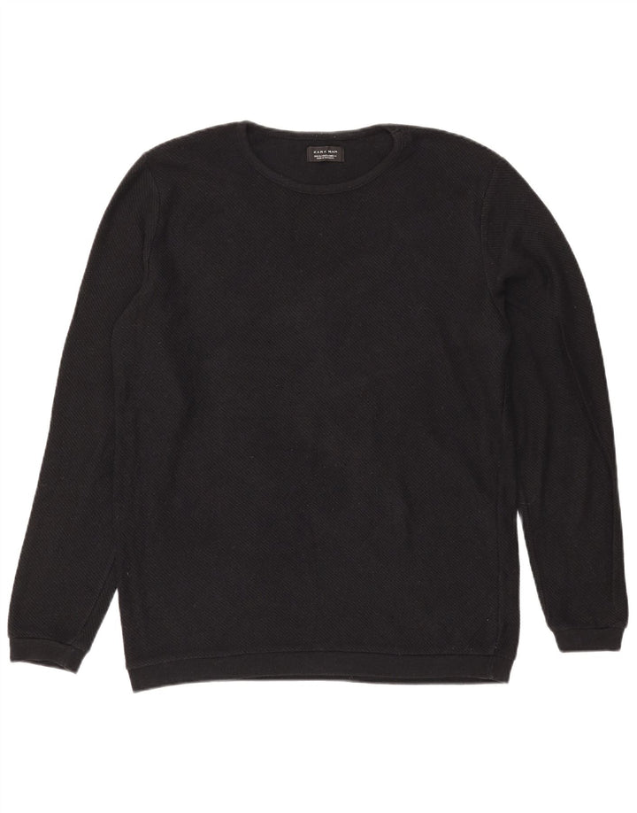 Pulover pentru bărbați Zara, cu decolteu, XL, poliester negru