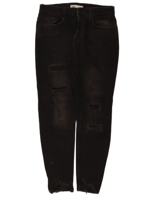 Blugi pentru bărbați slim învechiți de la Zara EU 40 Medium L31 L28 Bumbac negru