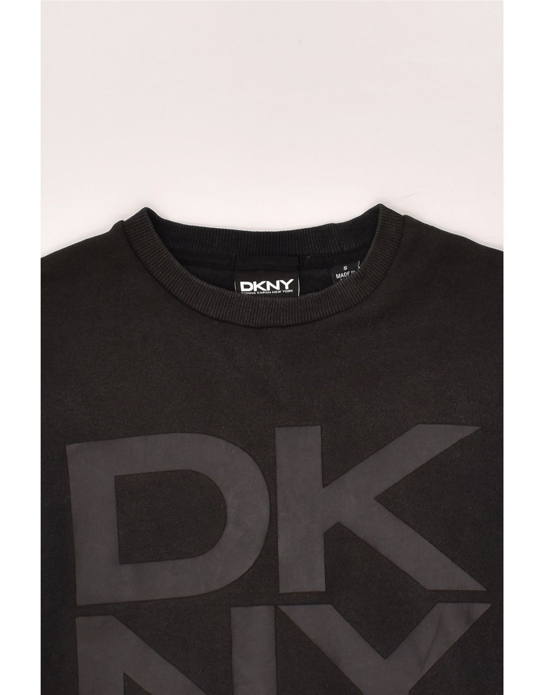 DKNY Mens Graphic Sweatshirt Jumper Small Black Cotton | Vintage Dkny | Thrift | Second-Hand Dkny | Used Clothing | Messina Hembry 