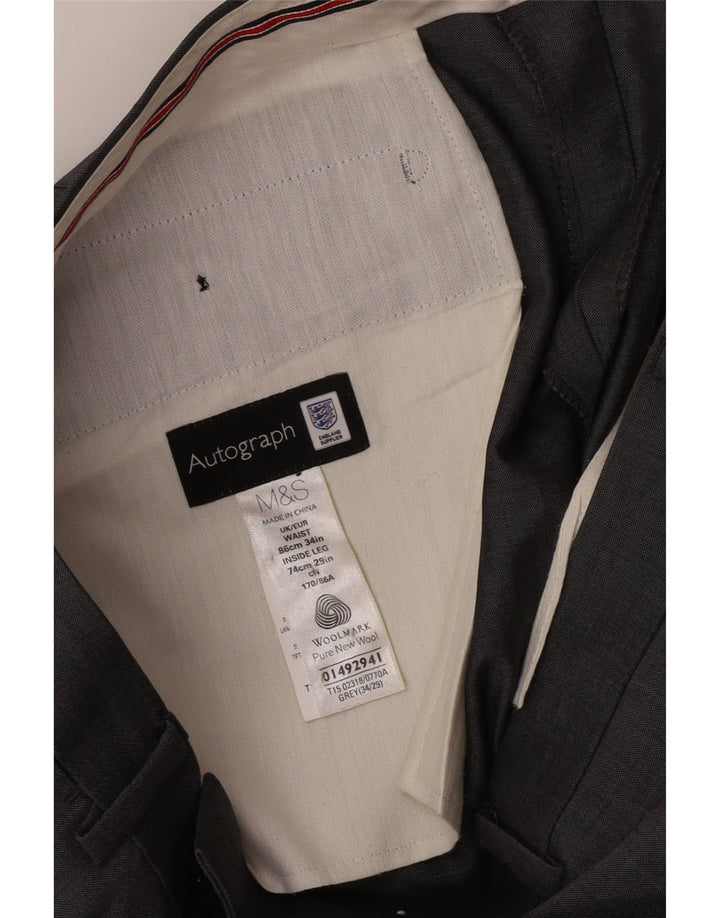 Marks & Spencer Pantaloni de costum pentru bărbați L34 L29 Lână gri