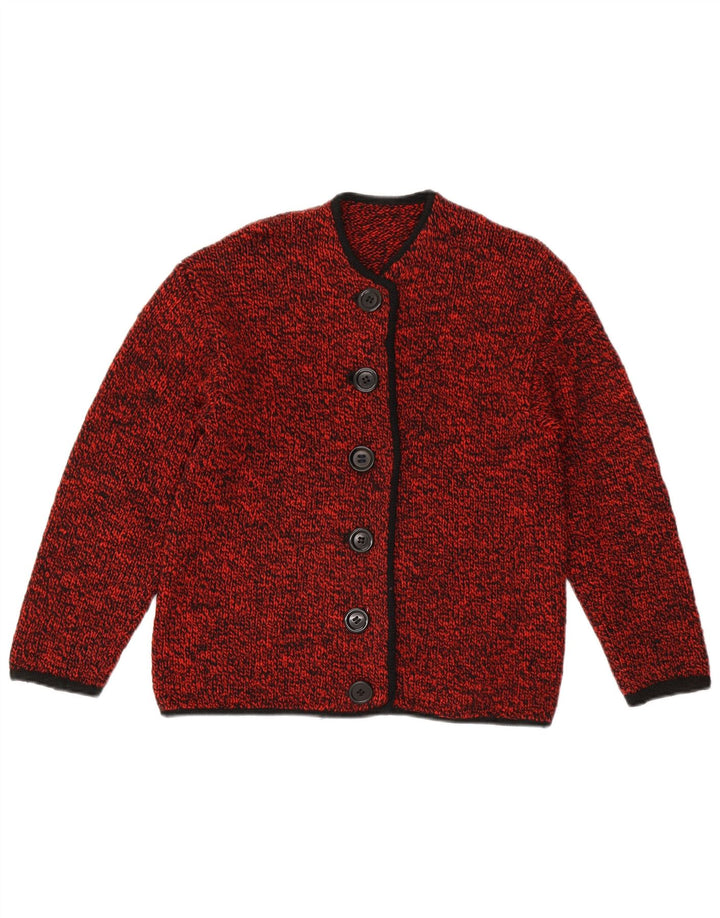 Pulover cardigan VINTAGE pentru femei UK 14 Medium Red Flecked