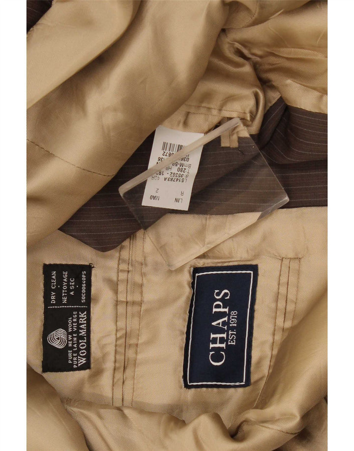 Jachetă Blazer pentru bărbați Chaps cu 3 nasturi UK 40 Lână nouă maro mare cu dungi