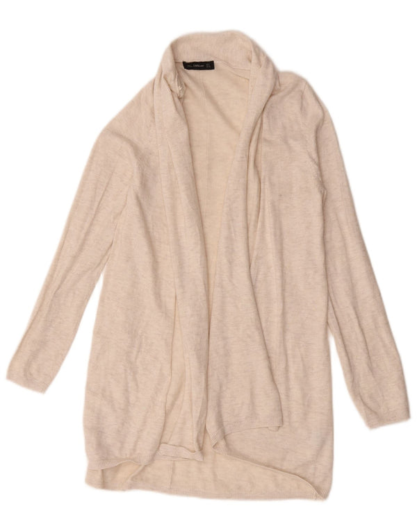 Pulover cardigan deschis pentru femeie Zara UK 12 Medium Bej cu pete