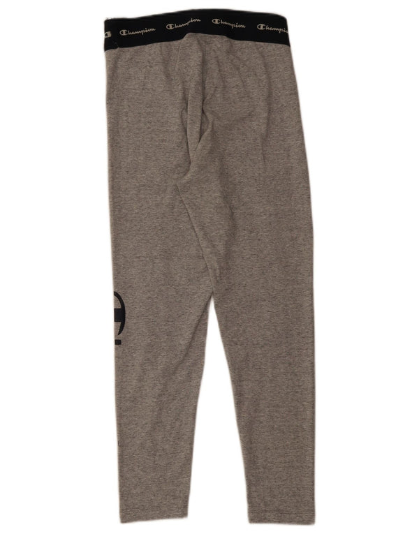 Leggings cu grafic pentru femei Champion UK 8 mic, gri, bumbac color bloc