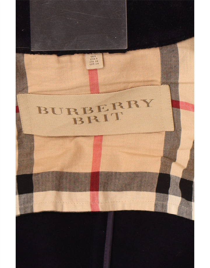 Burberry Manson supradimensionat cu glugă pentru femei UK 6 XS Lână bleumarin Clasic