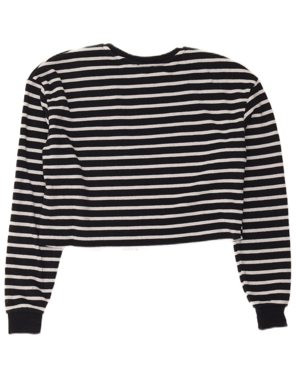 Topshop pentru femei Crop Oversized Top cu mânecă lungă UK 6 XS Bleumarin cu dungi