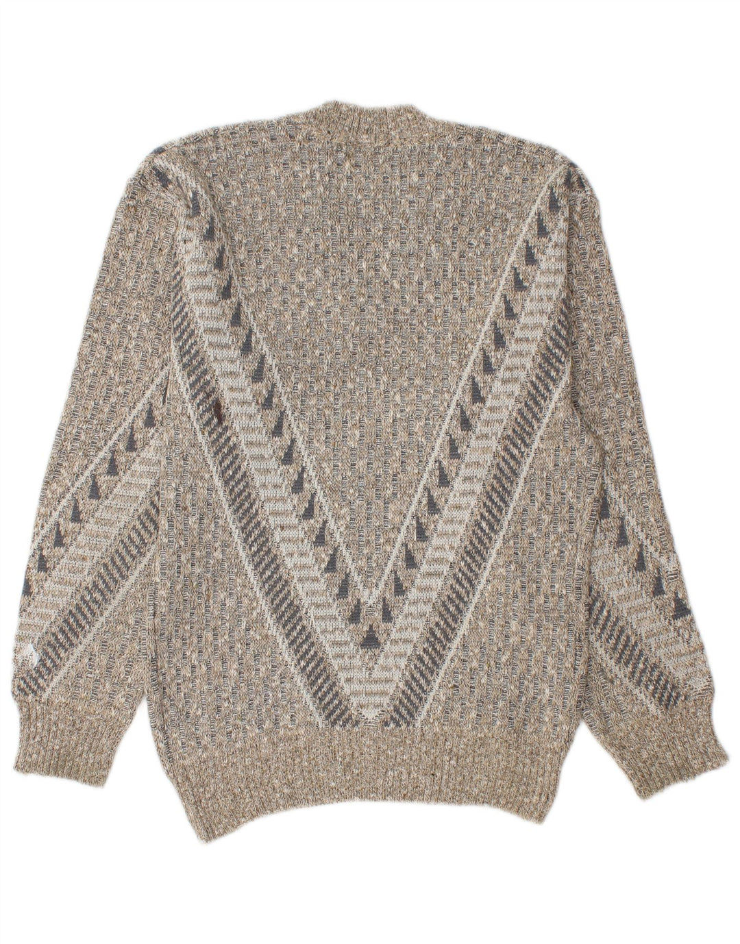 Pulover vintage pentru bărbați cu decolteu în V, mic, gri, geometric