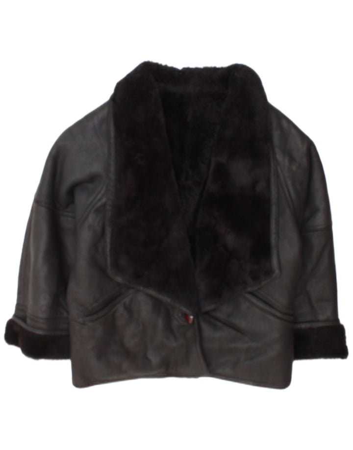 Jachetă vintage din shearling pentru femei IT 46 Large Black Shearling