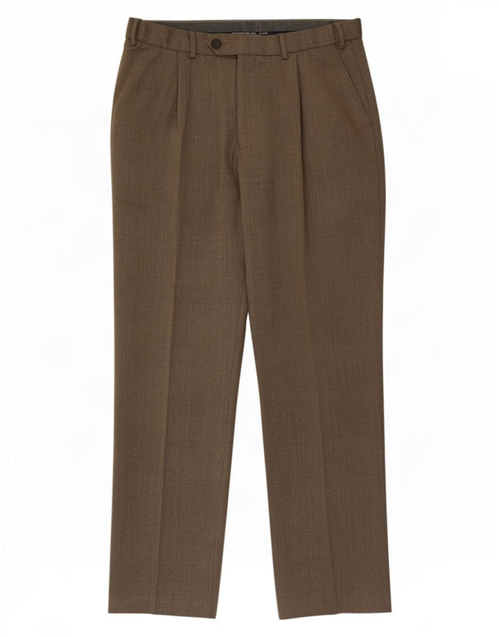Pantaloni de costum pentru bărbați Marks & Spencer, cu tăiere obișnuită, L32 L31 Lână bej