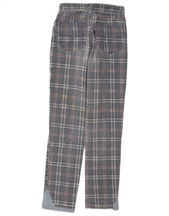 Blugi conici pentru femei Extreme W26 L29 Blue Check Bumbac