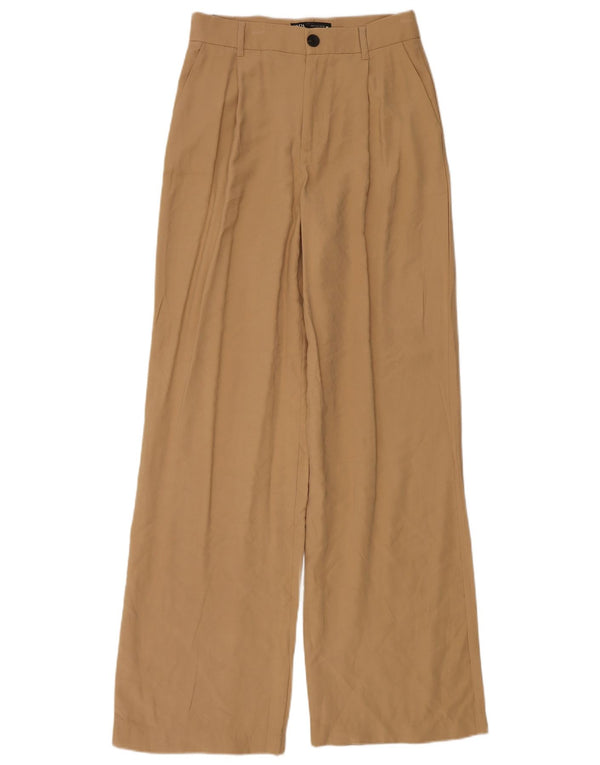 Zara Womens Wide Leg Chino Trousers Small W26 L34 Beige