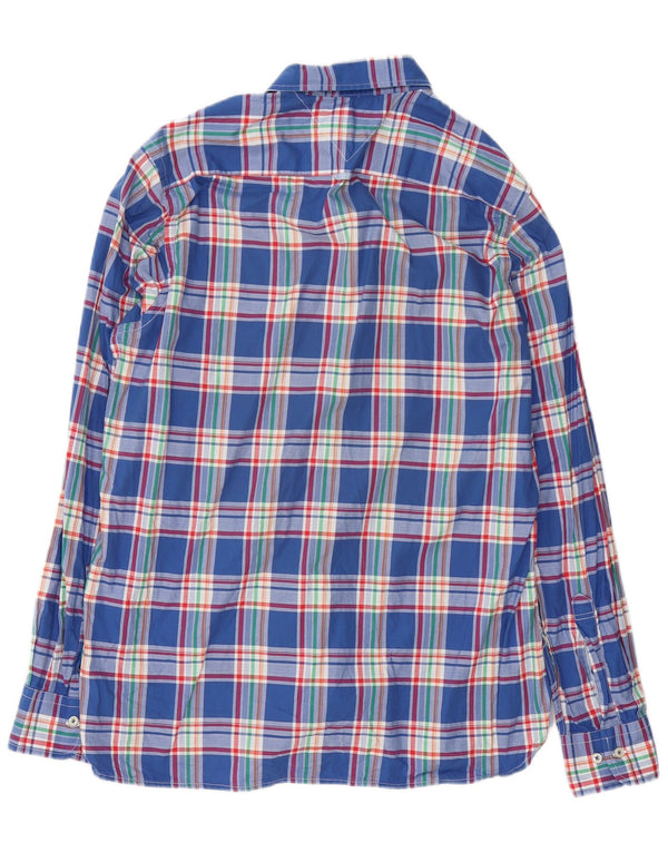 Cămașă personalizată pentru bărbați Tommy Hilfiger, bumbac cu carouri albastru mediu