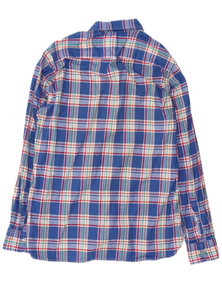 Cămașă personalizată pentru bărbați Tommy Hilfiger, bumbac cu carouri albastru mediu