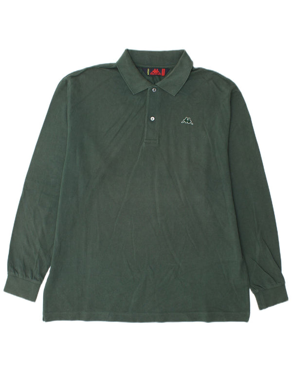 Cămașă polo cu mânecă lungă pentru bărbați Kappa, bumbac verde XL