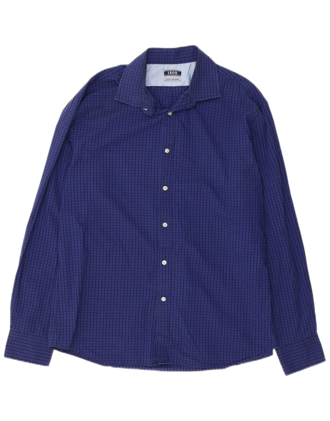 Cămașă IZOD pentru bărbați, slim fit, mărimea 16 1/2 mare, bumbac cu check albastru