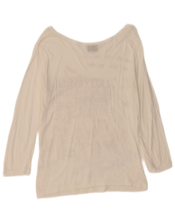 Trussardi Jeans Top grafic supradimensionat pentru femei cu mânecă lungă UK 10 Small White