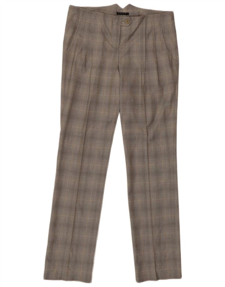 Pantaloni de costum pentru femei Sisley slim IT 42 Medium L30 L33 Poliester cu carouri gri