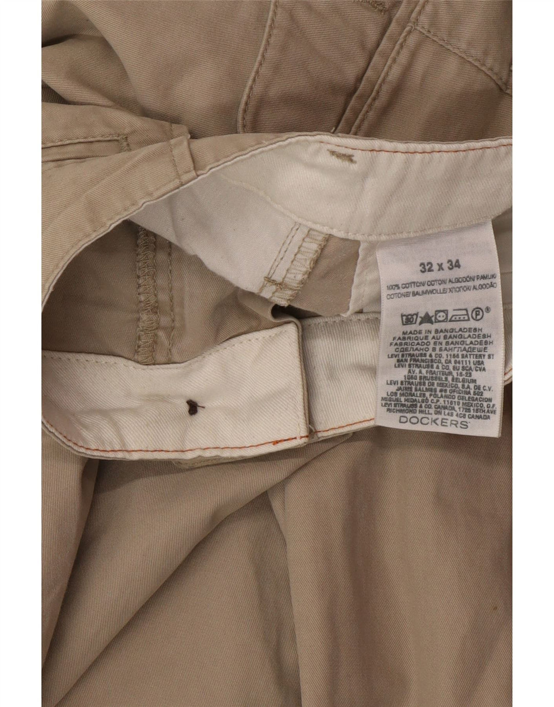 DOCKERS Pantaloni chino drepți pentru bărbați L32 L34, bej, bumbac, clasici