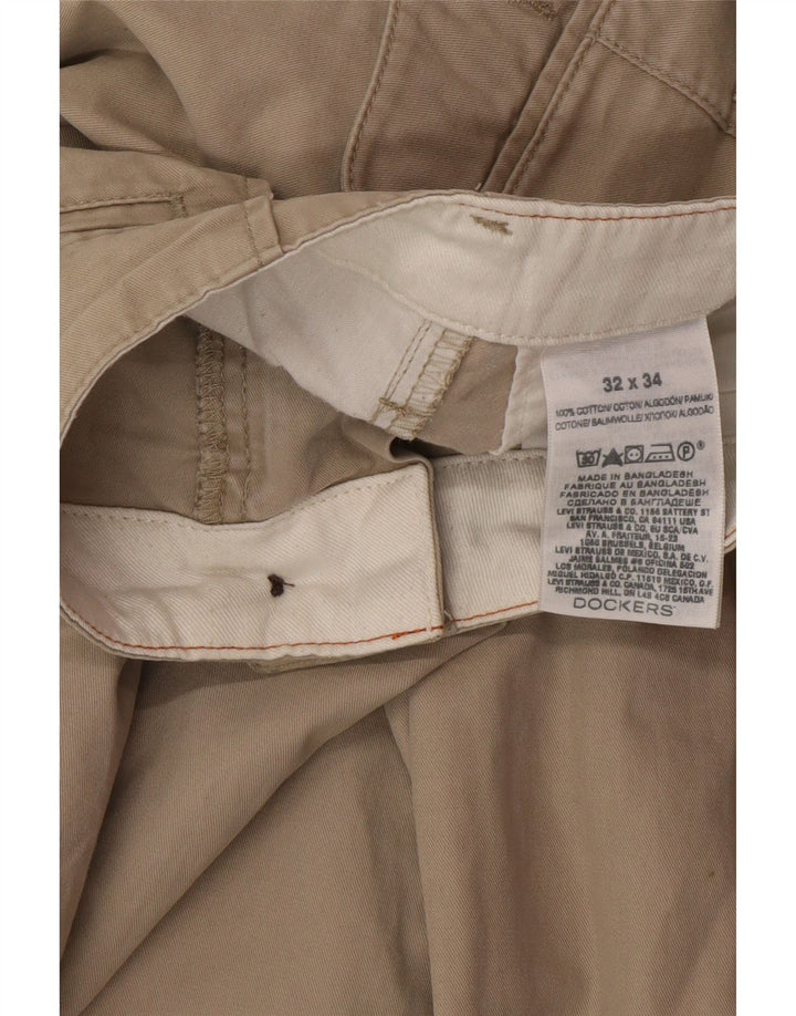 DOCKERS Pantaloni chino drepți pentru bărbați L32 L34, bej, bumbac, clasici