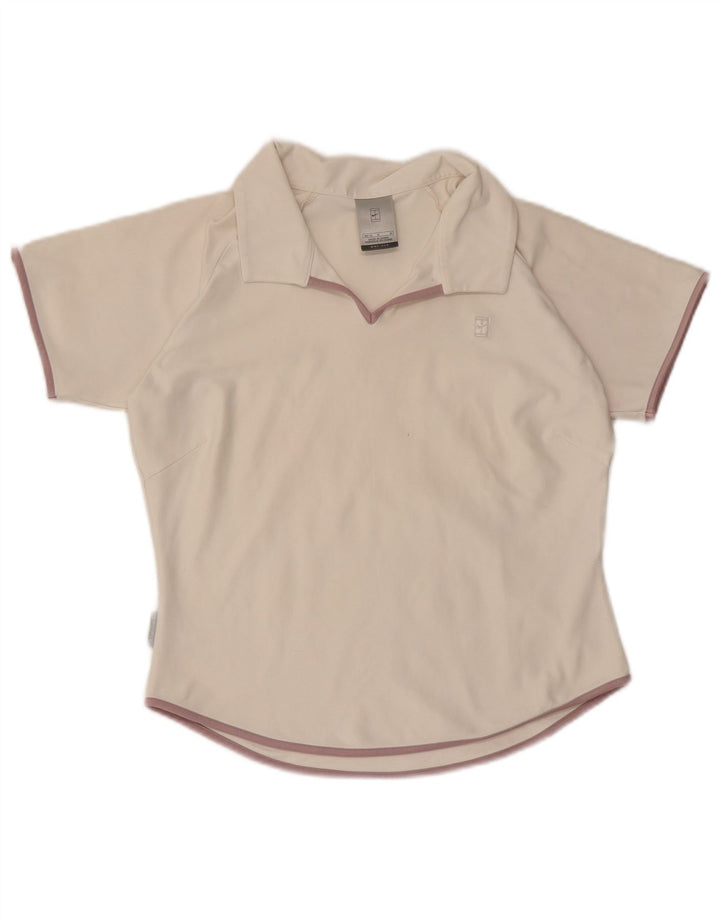 Tricou polo NIKE Dri Fit Crop pentru femei US 8/10 Poliester alb mediu