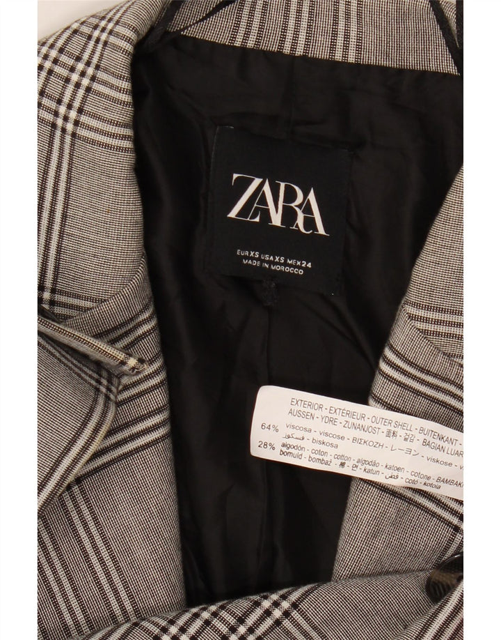 Jachetă blazer supradimensionată cu 2 nasturi Zara pentru femei UK 6 XS, viscoză cu carouri gri