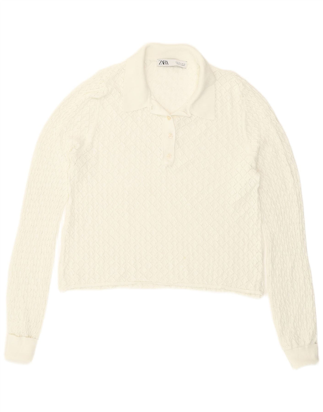 Top cu mânecă lungă pentru femei See Through Zara UK 14 Large White