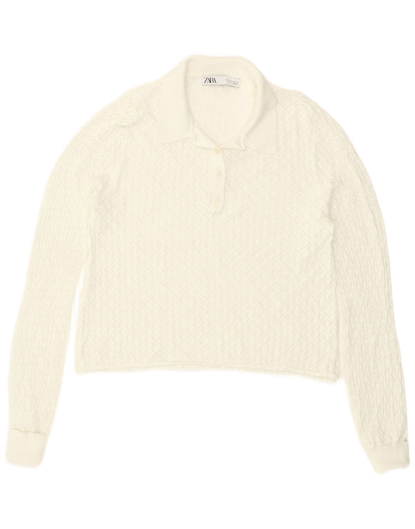 Top cu mânecă lungă pentru femei See Through Zara UK 14 Large White