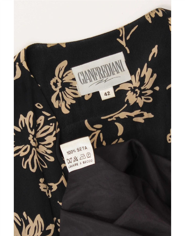 Gianfrediani Rochie A-Line Fără Mâneci Femei IT 42 Medium Black Floral Silk