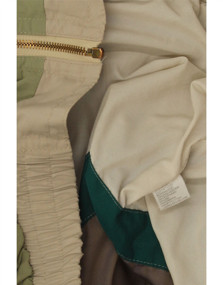 Jachetă de ploaie Vintage pentru femei UK 18 XL Bej Poliester bloc de culoare