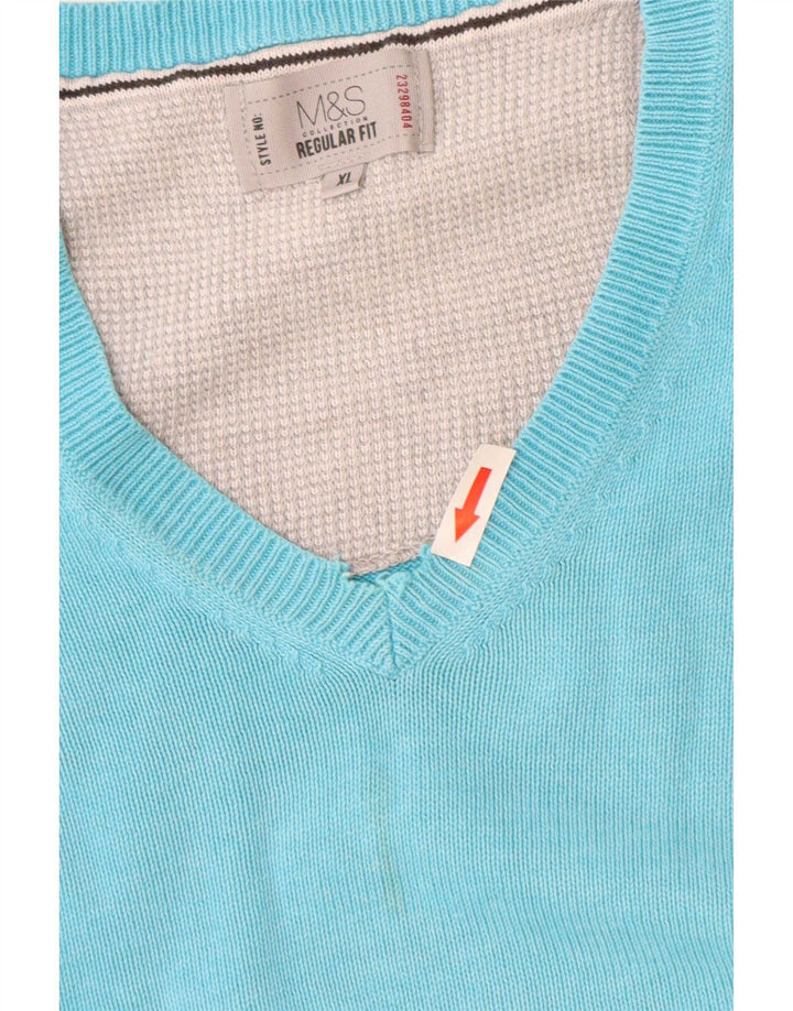 Pulover cu decolteu în V Marks & Spencer pentru bărbați, XL, albastru