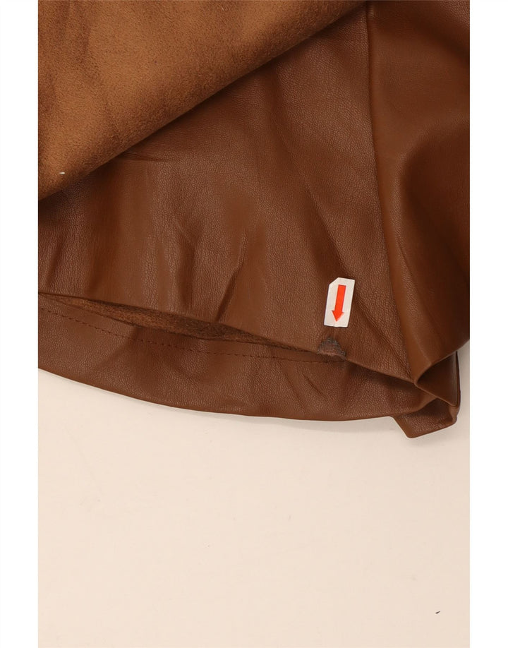 Pantaloni scurți din piele artificială ZARA XS W25 maro poliester