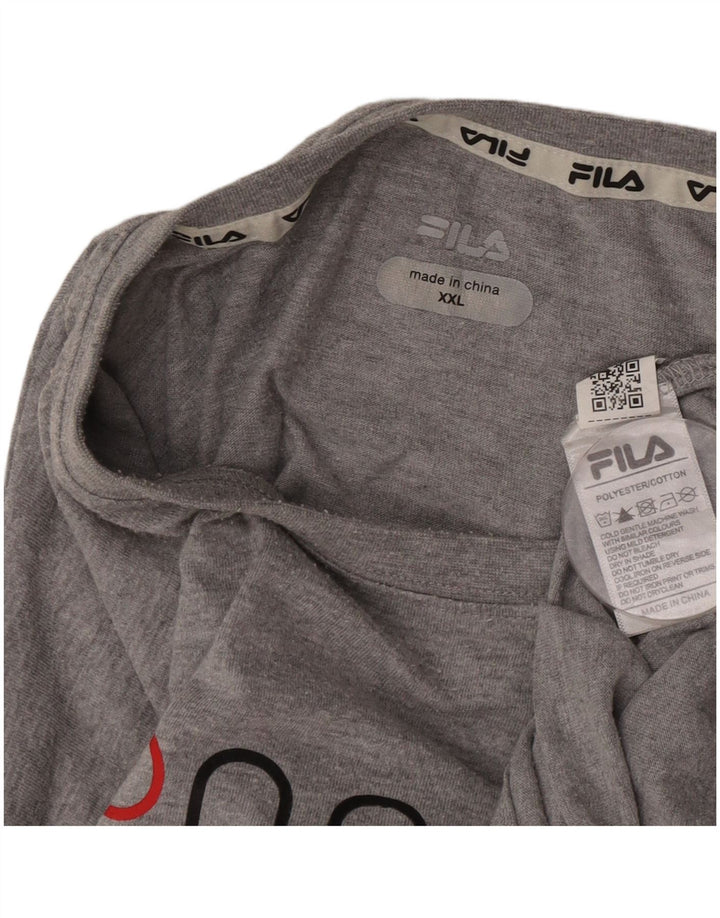 Tricou cu grafică pentru bărbați Fila Top 2XL Gri poliester cu pături