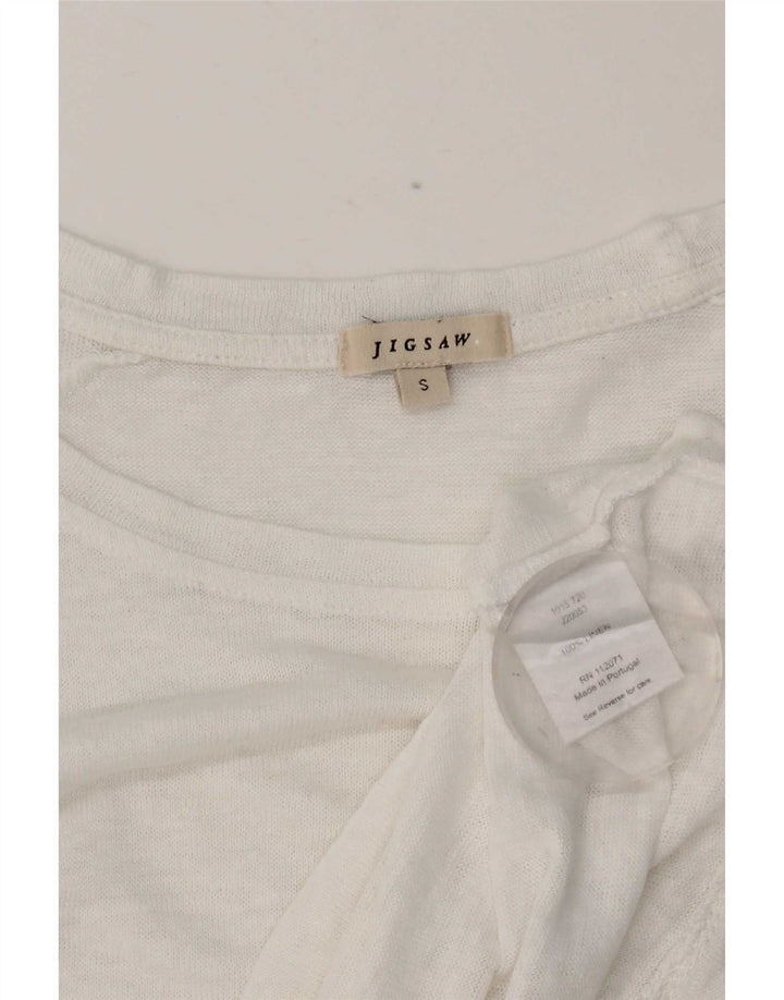 Jigsaw Womens Top 3/4 Manecă UK 10 Small White In