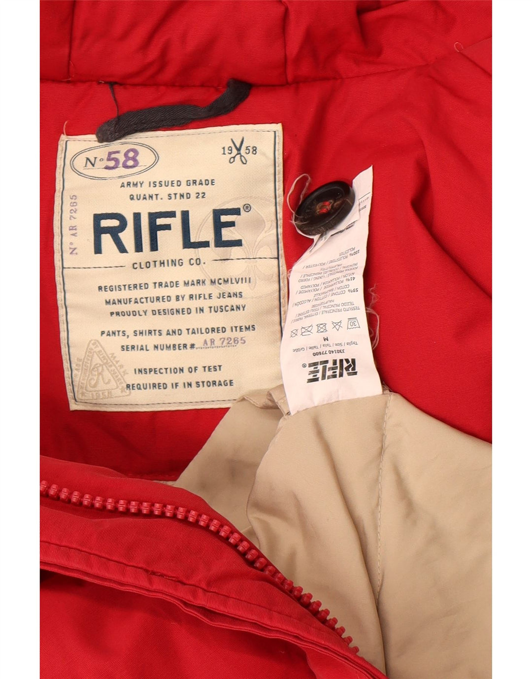 Jachetă căptușită cu glugă pentru femei Rifle UK 14, bumbac roșu mediu