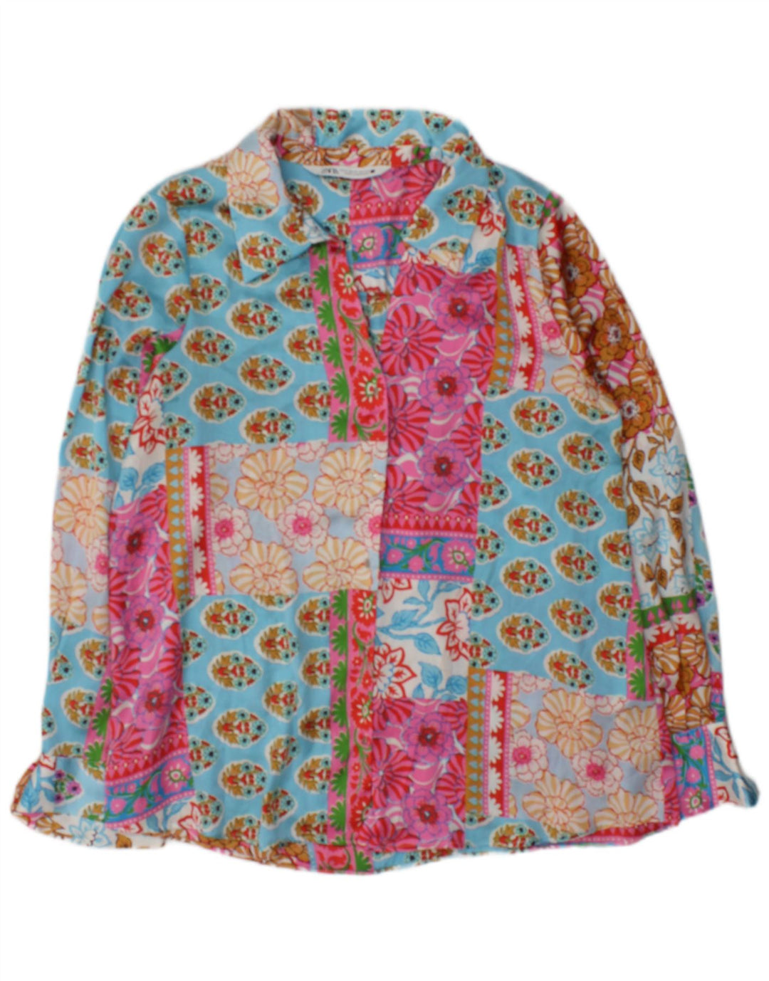 Bluză cu mânecă lungă pentru femei Zara UK 14 Medium Multicolor Patchwork