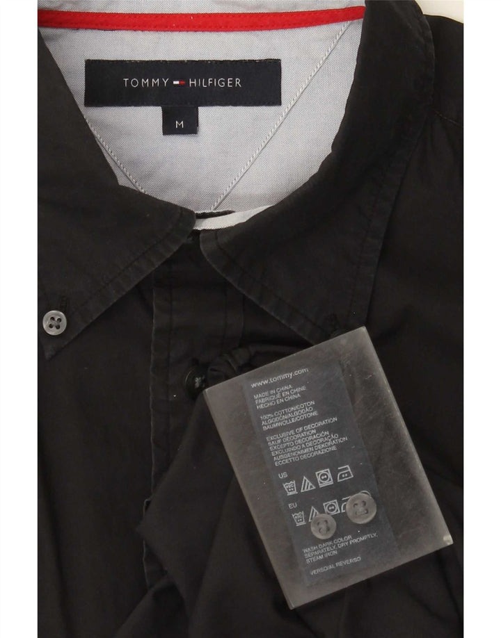 Cămașă Tommy Hilfiger pentru bărbați, bumbac mediu negru